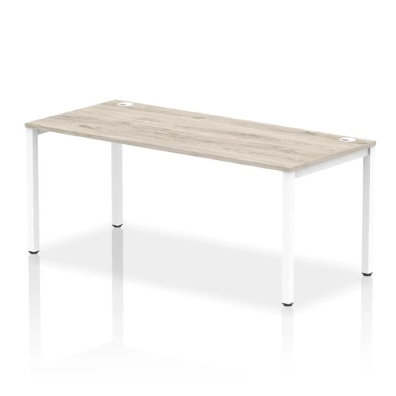 Image of Impulse Impulse Bench Single Row 1800 White Frame Office Bench Desk Grey Oak IMBS18GRYW