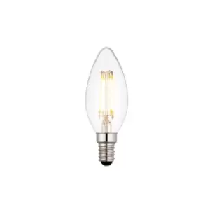 Image of LED Filament Lamp Bulb 4W Candle Shaped E14 LED Clear Glass 2700k Warm White