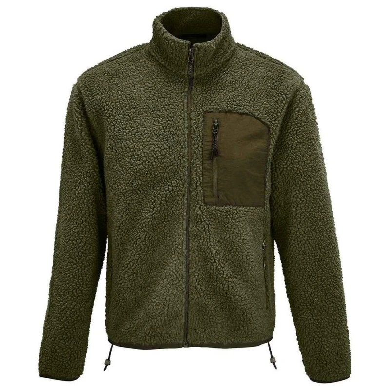 Image of SOL'S Mens Fury Sherpa Fleece Jacket in Dark Green Size: XS Dark Green Male XS