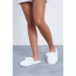 Image of I Saw It First White Teddy Bear Borg Slippers - White