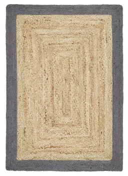 Image of Origins Jute Border Woven Cut Pile Rug - 160x230cm - Grey