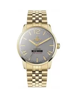 Image of Vivienne Westwood Cadogan Gents Quartz Watch with Cool Grey Dial & Gold Stainless Steel Bracelet, Silver, Men