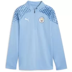 Image of Puma Manchester City Training Quarter Zip Top 2023 2024 Juniors - Blue