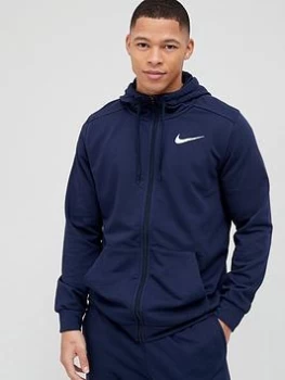 Image of Nike Train Dri-Fit Fleece Zip Hoodie - Navy Size M Men