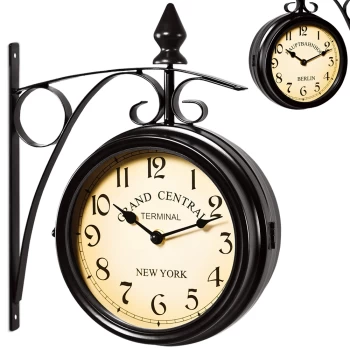 Image of Train station Wall clock - Black - Vintage design