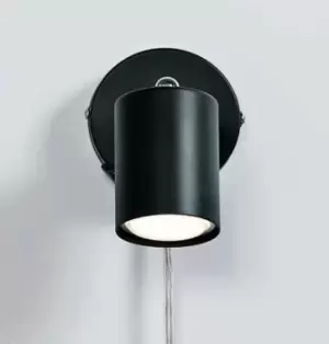 Image of Explore Indoor Bedroom Living Dining Office Wall Light with Adjustable Lamp Head in Black (Diam) 5.5cm