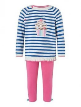 Image of Monsoon Baby Girls Ola Knit Set - Blue, Size 6-12 Months