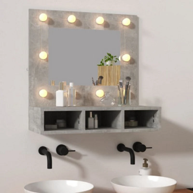 Image of vidaXL Mirror Cabinet with LED Concrete Grey 60x31.5x62 cm, Grey 808886