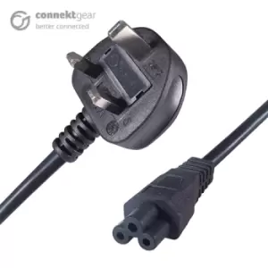 Image of CONNEkT Gear 3m UK Mains Power Cable UK Plug to C5 (Cloverleaf) Socket