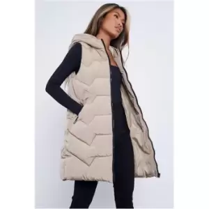 Image of I Saw It First Camel Chevron Quilted Gilet - Brown