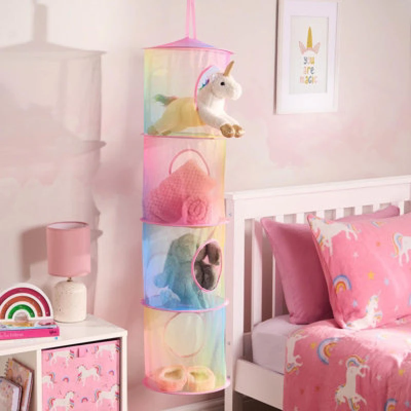 Image of OHS OHS 4 Tier Large Toys Storage Hanging Net Organiser Basket Multi One Size Unisex 5027434215591