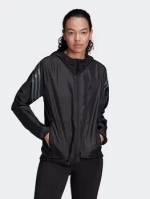 Image of adidas Run Icons 3-stripes Hooded Running Windbreaker, Black Size XS Women