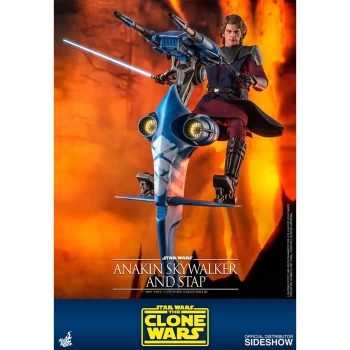 Image of Hot Toys Star Wars The Clone Wars Action Figure 1/6 Anakin Skywalker & STAP 31 cm