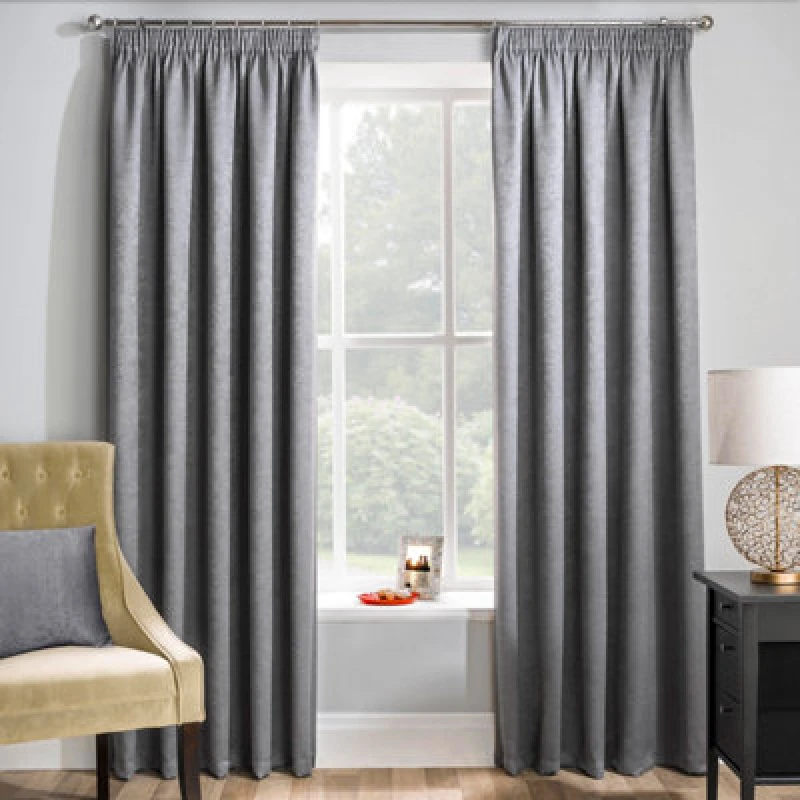 Image of Enhanced Living 'Matrix' Grey - Tape Top Thermal Noise Reducing Dim Out Curtains - Pair Grey
