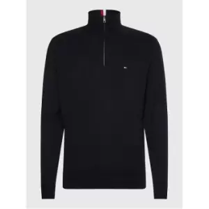 Image of Tommy Hilfiger Pima Org Ctn Cashmere Zip Mock - Black