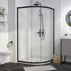 Image of 1000x800mm Black Offset Quadrant Shower Enclosure - Pavo
