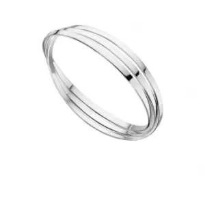 Image of Beginnings Sterling Silver Triple Russian Wedding Flat Bands Bangle B4587