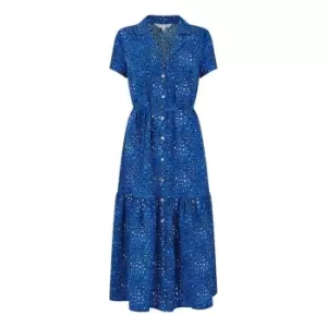 Image of Yumi Blue Animal Print Midi Shirt Dress - Blue