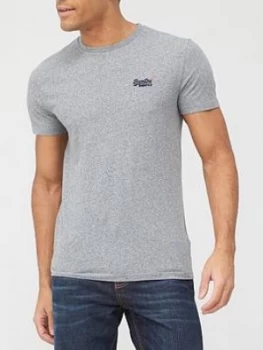 Image of Superdry Orange Label Vintage Embroidered T-Shirt - Grey Marl Size M Men