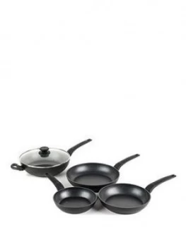 Image of Salter 4 Piece Marble Gold Non-Stick Frying Pan And Wok Pan Set