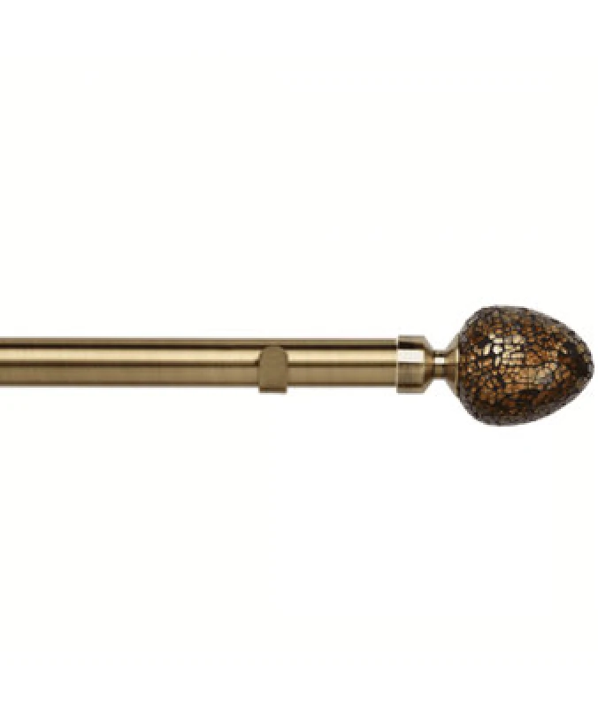 Image of Unknown 28mm Fixed Length Metal Eyelet Curtain Pole Set In Antique Brass - Alexia Finial, 80Cm