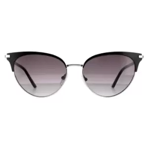 Image of Cat Eye Satin Black Smoke Grey Gradient Sunglasses
