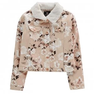 Image of Firetrap Lined Denim Jacket Junior Girls - Blush Floral
