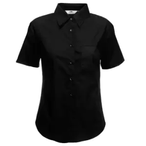Image of Fruit Of The Loom Ladies Lady-Fit Short Sleeve Poplin Shirt (L) (Black)