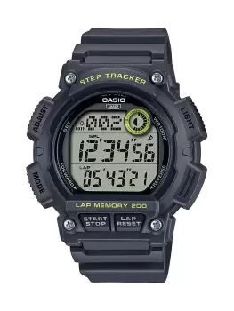 Image of Casio Mens Digital Grey Resin Strap Steptracker Watch