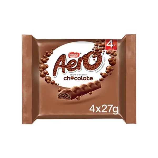 Image of Nestle Aero Bubbly Bar Milk Chocolate Multipack 27g (Pack of 4) 12506725