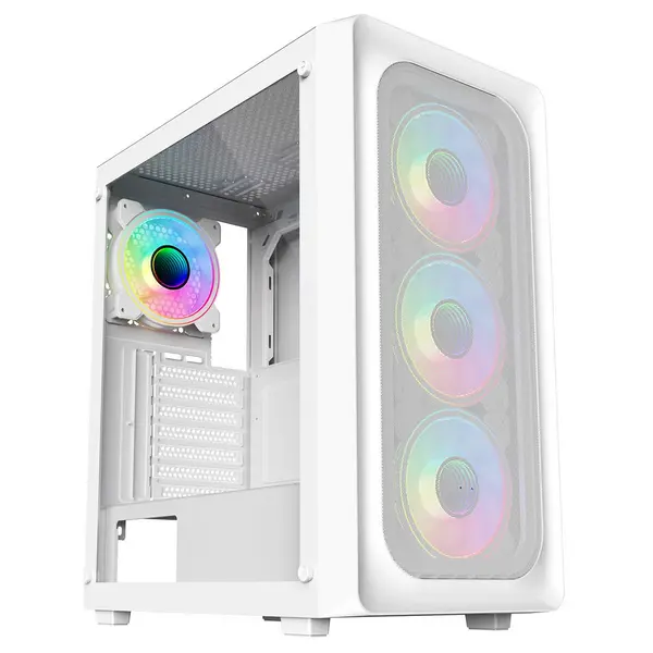 Image of CiT Orion White ATX Gaming Case with Mesh Front and Tempered Glass Side - CIT-ORION-W