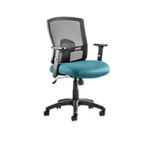 Image of Dynamic Basic Tilt Task Operator Chair Height Adjustable Arms Portland Black Back, Maringa Teal Seat Without Headrest Medium Back