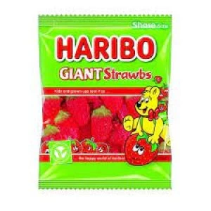 Image of Haribo Giant Strawbs Sweets Share Size Bag 140g Pack of 12 095730