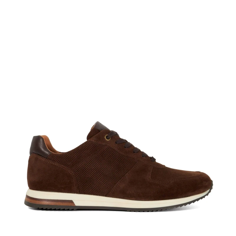 Image of Dune London Mens Trilogy Runner Low-Top Trainers Brown Suede male 11 (45)
