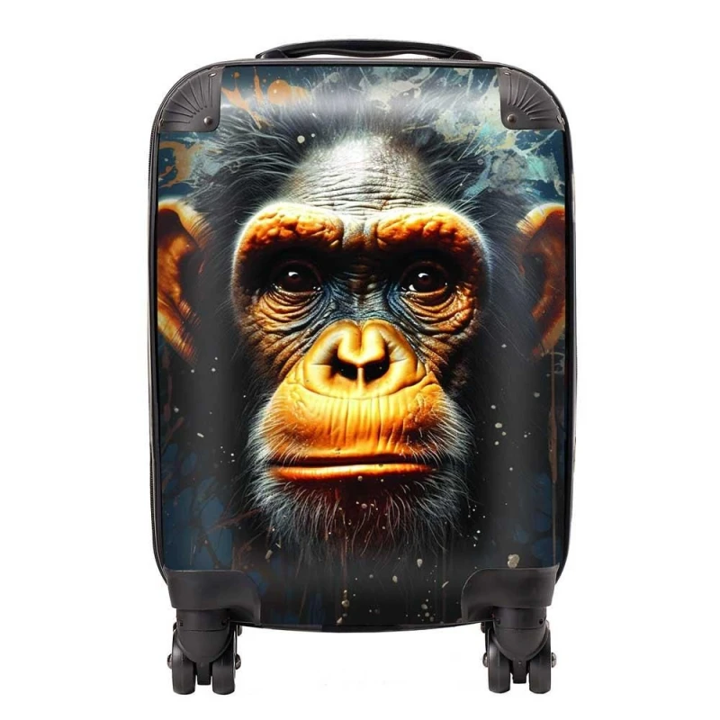 Image of Warren Reed - Designer Splashart Realistic Monkey Face Suitcase in Brown Size: Medium Brown Unisex Medium