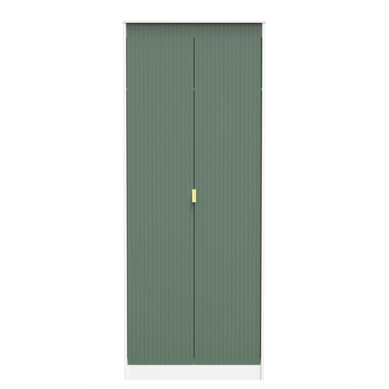 Image of Linear Ready Assembled Modern Matt Green & White Tall Double Wardrobe (H)1970mm (W)740mm (D)530mm
