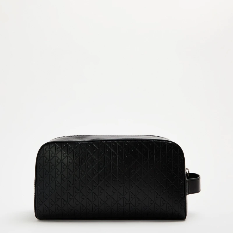 Image of Calvin Klein Emblem Embossed Wash Bag Black male One Size