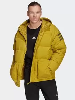 Image of adidas Utilitas Hooded Down Jacket, Green Size M Men