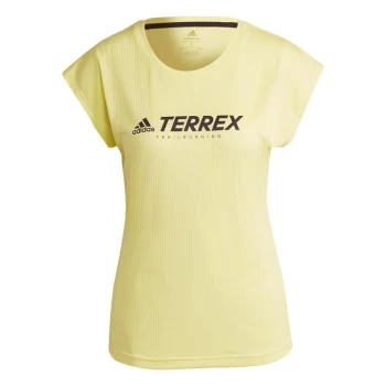 Image of adidas Terrex Primeblue Trail Functional Logo T-Shirt Wom - Pulse Yellow