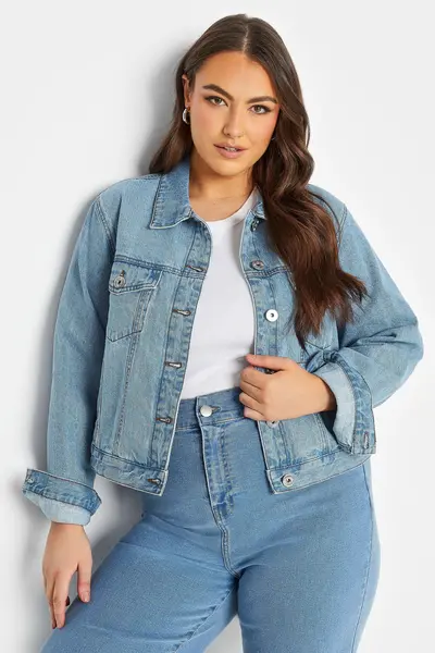 Image of Yours Sleeveless Denim Jacket Blue