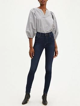 Image of Levis 720 HIRISE SUPER SKINNY womens in Blue. Sizes available:US 26 / 32,US 27 / 32,US 28 / 32,US 29 / 32,US 27 / 34,US 28 / 34,US 29 / 34,US 25 / 32,