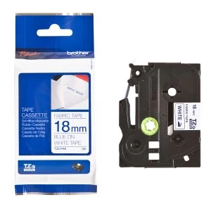 Image of Brother TZEFA4 Blue on White 3M x 18mm Iron on Tape