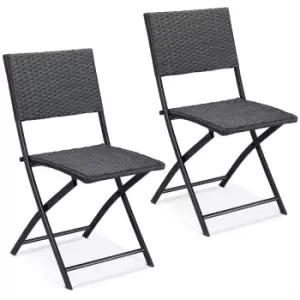Image of Polyrattan Folding Chair Rom 2Pcs Black