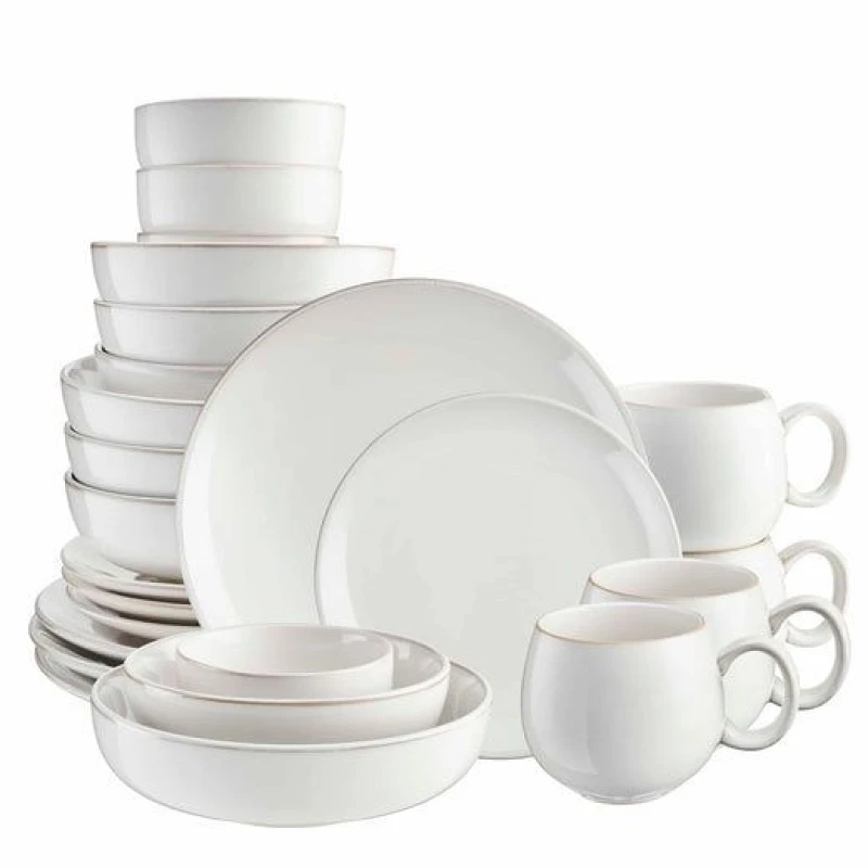 Image of Cooks Professional 24pc Nordic Stoneware Dinnerware Set 4 Person Plate Bowl & Mug Setting in White Size: 24 Pack White Unisex 24 Pack