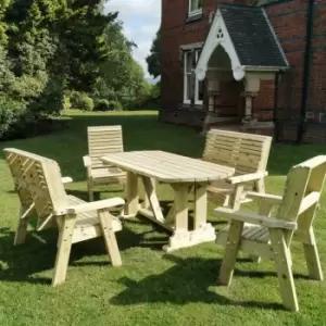 Image of Hawthorn Outdoor Dining Set with 2 Chairs and 2 Benches, Wood