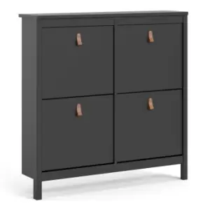 Image of Barcelona Shoe Cabinet 4 Compartments In Matt Black