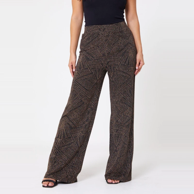 Image of Be You Lurex Wide Leg Pants - Gold Gold 6