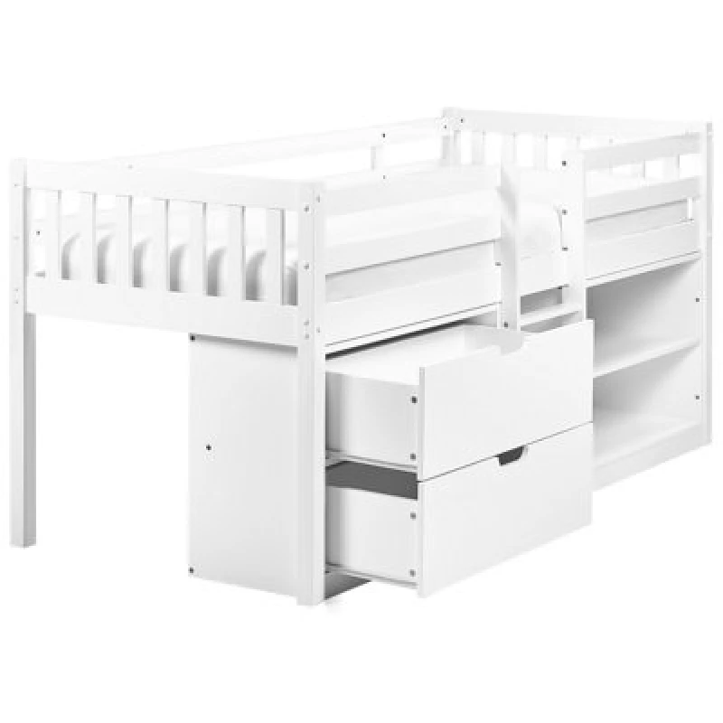 Image of Beliani Mid Sleeper Bed Wood Susville 90 X 200 Cm (Eu Single) White