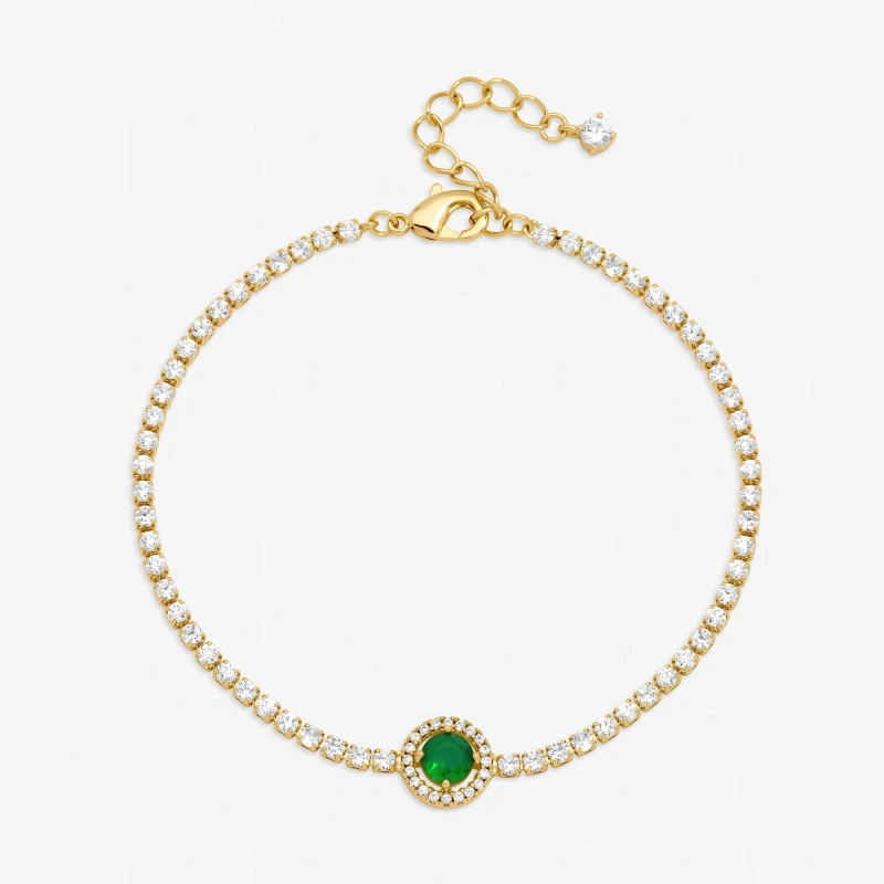 Image of Jon Richard Womens Gold Plated & Emerald Crystal Stone Bracelet Gold Female One Size