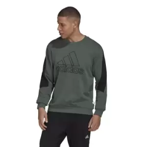 Image of Badge of Sport Two-Tone Sweatshirt in Cotton Mix with Crew Neck